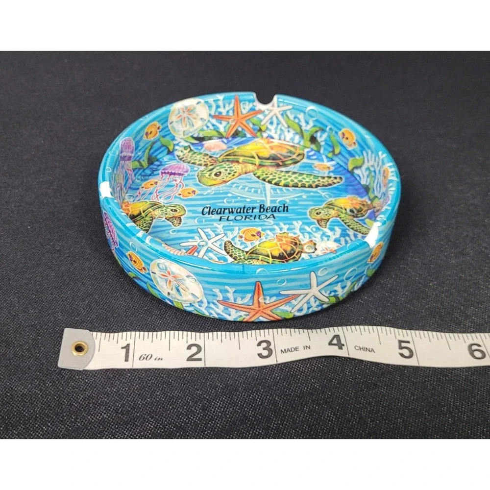 Clearwater Beach, Florida Souvenir Ceramic Ashtray Sea Turtles Marinine Life